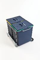 Выдвижное мусорное ведро, двойное с шариковыми направляющими донного крепления